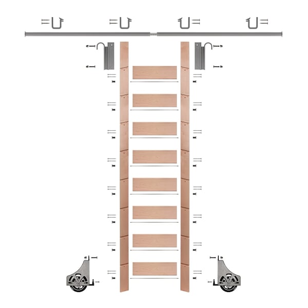 Meadow Lane Ladder 107 in. Pre-Finished Oak Satin Nickel Hook with 8 ft. Rail Kit EG.300-107RO-08.02-PF - main